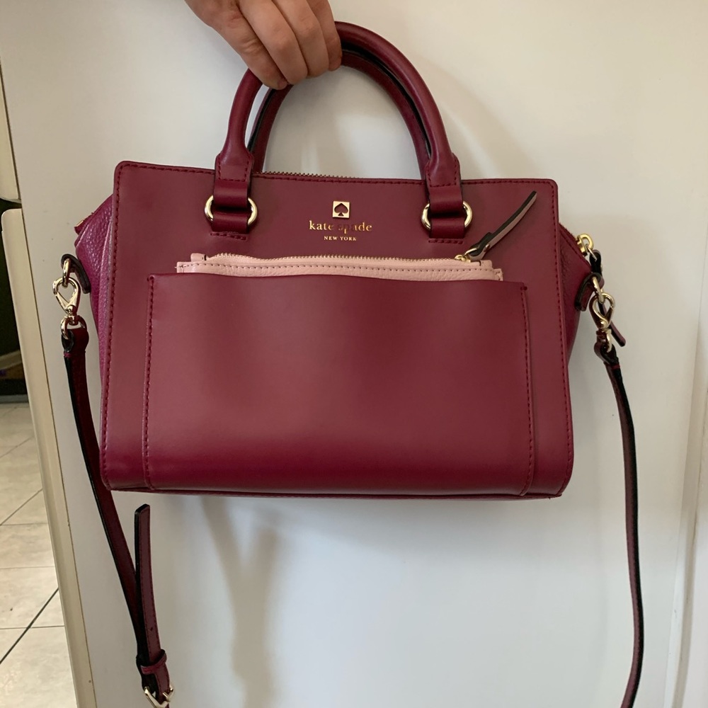 Kate Spade Handbag crossbody strap maroon and pink